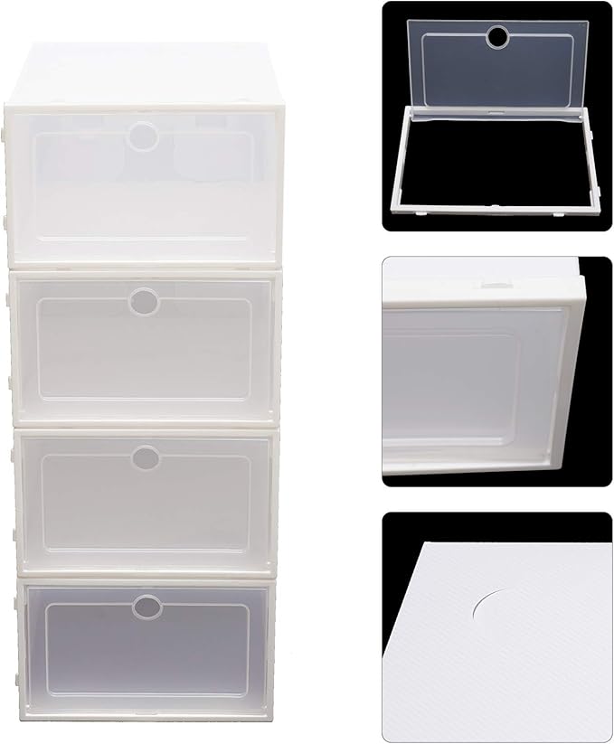 20pcs Shoe Storage Box, 13x9x5.5in Foldable Clear Plastic Shoe Box Set Stackable Storage Case Organizer Rack for Home,Closet,Display,Space Saving
