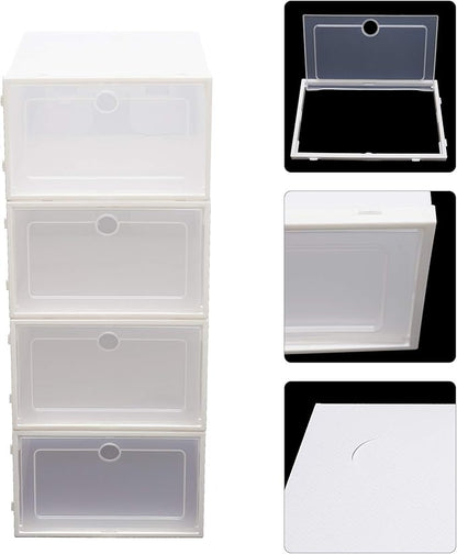 20pcs Shoe Storage Box, 13x9x5.5in Foldable Clear Plastic Shoe Box Set Stackable Storage Case Organizer Rack for Home,Closet,Display,Space Saving