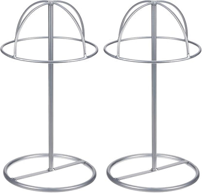 uxcell Metal Hat Display Stand 2 Pack Tabletop Hat and Wig Rack Holder Freestanding for Baseball Cap, Fedora Hat, Cowboy Hat - Silver, 12 Inch