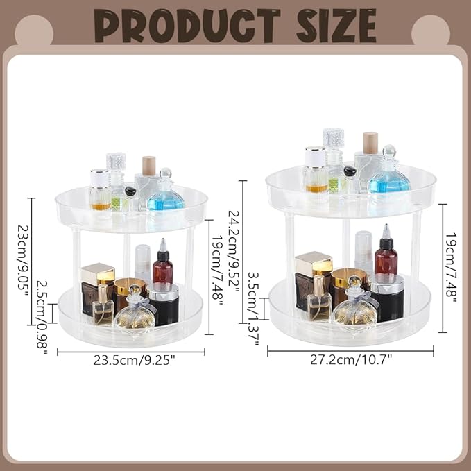 360 Acrylic Rotation Makeup Organizer Clear Acrylic Lazy Susan Turntable Organizer for Cabinet Kitchen Pantry Organization Storage Makeup Bathroom Countertop Organizing Rotating Spice Rack