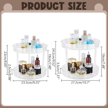 360 Acrylic Rotation Makeup Organizer Clear Acrylic Lazy Susan Turntable Organizer for Cabinet Kitchen Pantry Organization Storage Makeup Bathroom Countertop Organizing Rotating Spice Rack