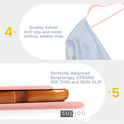 Premium Velvet Hangers Blush Pink- Rose Gold Swivel Hooks -Non Slip Sturdy Suit Hangers- Felt Hangers-Space Saving Clothes Hangers 50 Pack for Skirts Coats(Blush Pink/Rose, 50 Pack)