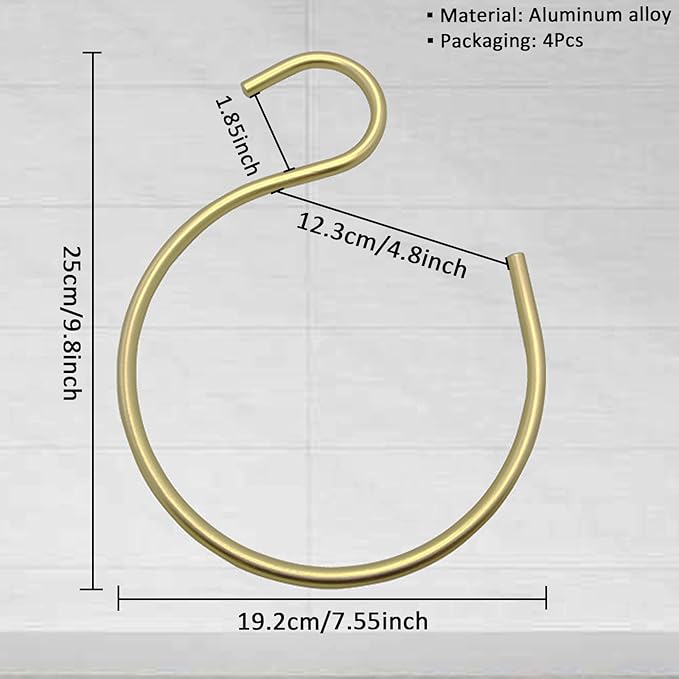 4Pcs Gold Hat Hanger,Scarf Ring Hangers,Multi-Purpose Circle Storage Hook,for Baseball Caps,Belt,Ties,Belts,Scarves,Shawls