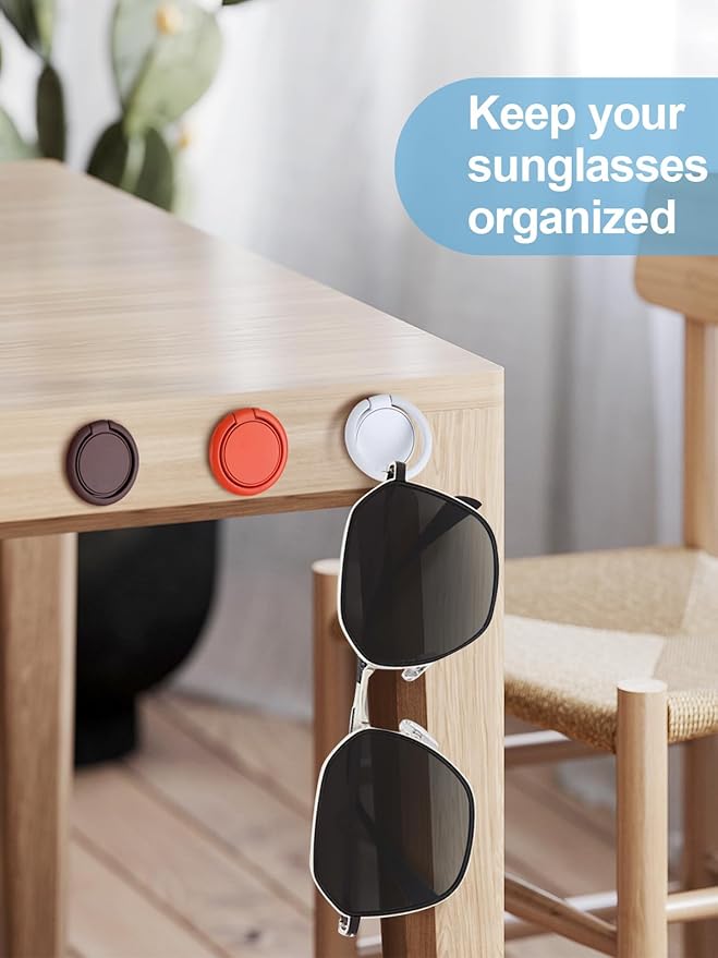MOUGIGI 12 PCS Colorful Sunglasses Holder Wall Hanging Glasses Organizer - Space Saving Sunglasses Rack and Eye Glass Holder Stand