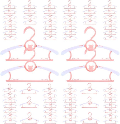 Baby Hangers for Nursery Closet 80 Pack Plastic Kids Clothes Hanger Space Saving Non Slip Extendable Toddler 11-14” Adjustable Hangers Heavy Duty Clothing Infant Hanger Bulk, Pink