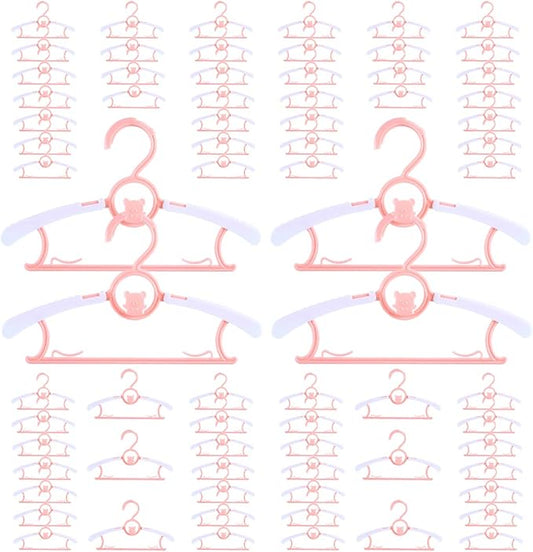 Baby Hangers for Nursery Closet 80 Pack Plastic Kids Clothes Hanger Space Saving Non Slip Extendable Toddler 11-14” Adjustable Hangers Heavy Duty Clothing Infant Hanger Bulk, Pink