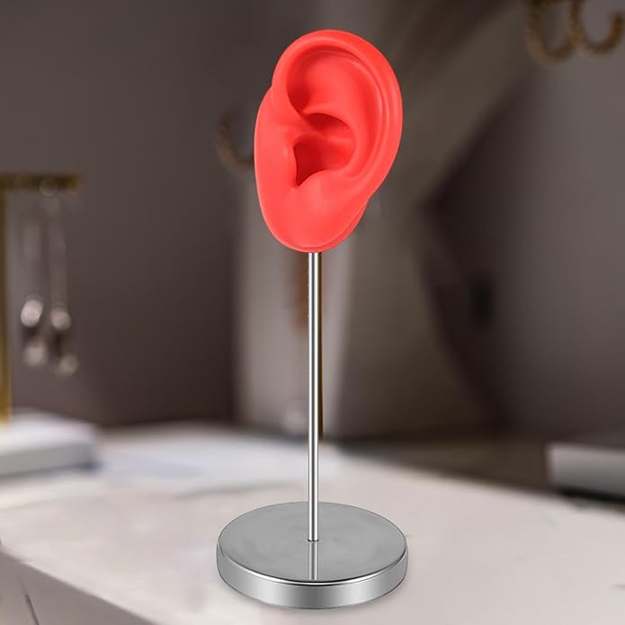 Vaveren Silicone Ear Model Organizer,Reusable Body Part Earring Display Stand Holder for Retails Shows Piercing Practice Instructions