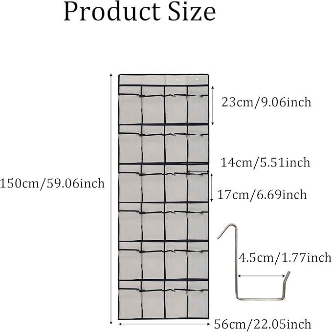 White Over Door Shoe Organizer, 24 Large Pockets Hanging Storage for Closet Organization, Space Saving Shoe Rack and Accessory Holder