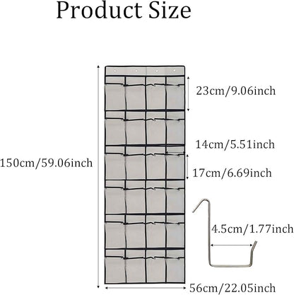 White Over Door Shoe Organizer, 24 Large Pockets Hanging Storage for Closet Organization, Space Saving Shoe Rack and Accessory Holder