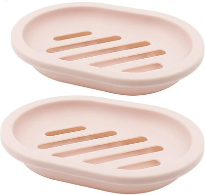 TOPSKY 2-Pack Soap Dish with Drain, Soap Holder, Soap Saver, Easy Cleaning, Dry, Stop Mushy Soap (Pink)