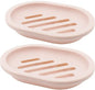 TOPSKY 2-Pack Soap Dish with Drain, Soap Holder, Soap Saver, Easy Cleaning, Dry, Stop Mushy Soap (Pink)