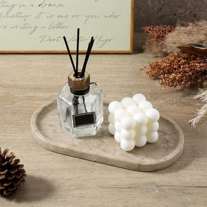 Koville Natural Silver Pearl Marble Decorative Tray, 10" x 5" Marble Vanity Tray for Bathroom Countertop Organizer Stone Trays, Catchall Tray Stone Plate for Perfume, Candles, Jewelry