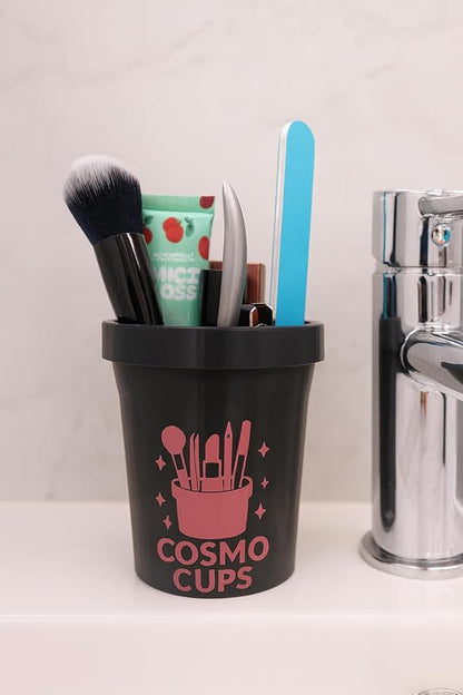 CosmoCups Car Makeup Brush Cup Holder, Decorative Pot Design, Cosmetic Organizer Storage Container for Beauty Tools and Accessories for Cars and Home