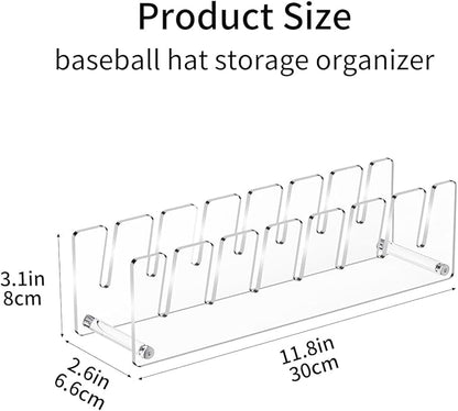 2 Pack Acrylic Hat Organizer, Hat Stand Rack for Baseball Caps, Bedroom, Closet, Dresser 11.7'' inches (Clear)