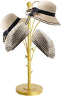 DYRABREST 5 Round Hooks Hat Stand, 28" H Metal Hats and Wigs Display Rack with Adjustable Hooks, Baseball Cap Organizer Headwear Rack for Home Closet Retail Store (Gold, 5 Hooks)