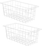 Slideep Chest Freezer Organizer Bins 16.5 Inch, Deep Upright Freezer Baskets Metal Wire Storage Container for Kitchen, White, Set of 2