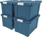 IRIS USA 20 Gallon Eco-Friendly Lockable Storage Bins with Lids, 4 Pack - Made in USA, Heavy Duty, Stackable Containers, Garage Organizing Bins Moving Tubs, Rugged Sturdy Equipment Utility Box - Navy