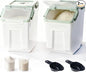 RUIAN Large Airtight Storage Container, 25lb Flour Rice Storage Containers Bin with Wheels Seal Locking Lid, with Measuring Cup&Scoop for Flour, Rice, Grain (Green, 2PCS)