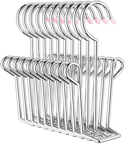 Leoyoubei 10 Pack Stainless Steel Shoes Hanger Drying Rack for Dehumidifying Hanging Leather Shoes,Double Hook Design Drying Shelf Storage Organizer,Closet Organizer Storage