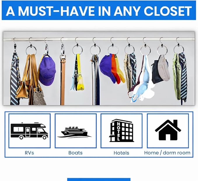 Rolly Hanger® Closet Space Saver – Premium Rotating Aluminum Organizer for Belts, Ties, Hats & Handbags – Heavy Duty 360° Swivel – Declutter & Maximize Storage (3 Pack)