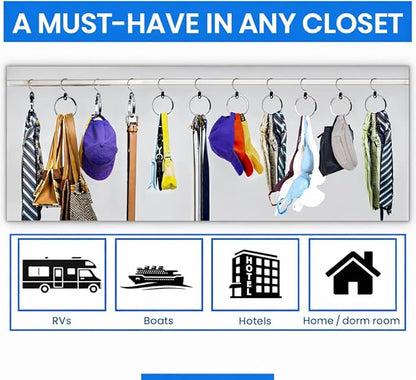 Rolly Hanger® Closet Space Saver – Premium Rotating Aluminum Organizer for Belts, Ties, Hats & Handbags – Heavy Duty 360° Swivel – Declutter & Maximize Storage (2 Pack)