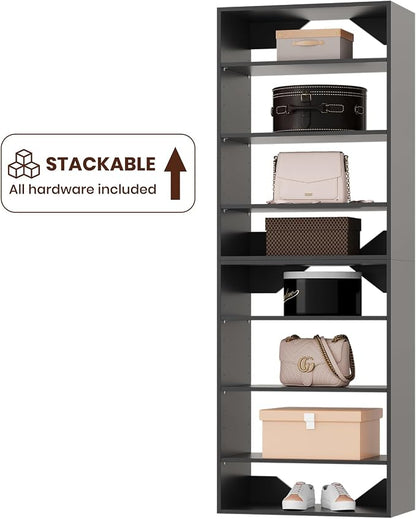 ROOMTEC 19.5" Shelf Short Tower Closet Unit, Modular Closet System with Shelf, Wardrobe Organizer for Bedroom or Walk-in Closet, Wall Mounted, Customizable Clothes Storage Unit, Black