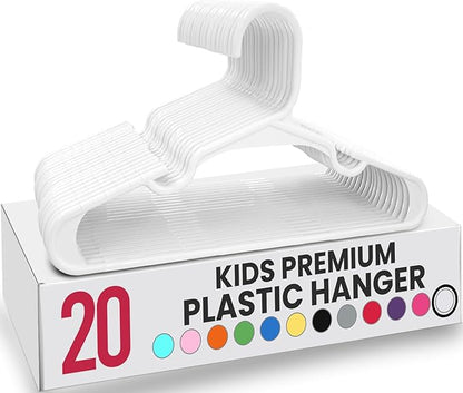 Utopia Home 20 Pack Kids Hangers - 11.5 Inch Plastic Baby Hangers for Closet - Childrens Hanger for Clothes & Infant Hanger for Closet - for Everyday Standard Use (White)