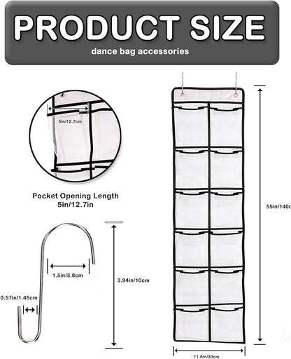 55 Inch Hanging Organizer for Dance Bag： 6-Section Mesh Hanging Shoe Rack Large Vertical Storage for Shoes accessory Dance Bag Organizer accessory White