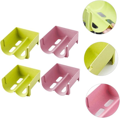 4pcs Stackable Drink Can Storage Rack Fall Beer Organizer for Fridge Space-saving Storage Container Pink and Green for Beverage Organization