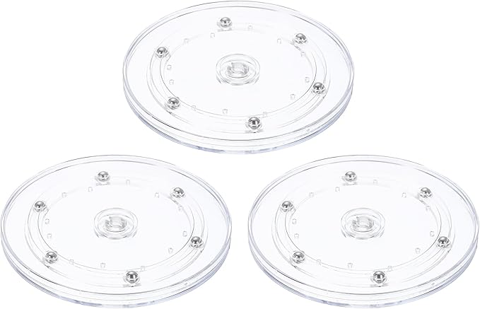 uxcell 3Pack Acrylic Lazy Susan Turntable, 6" Spinner Lazy Susan Turntable Organizer, Acrylic Ball Bearing Rotating Tray for Pantry Spice Rack Decorating, Clear