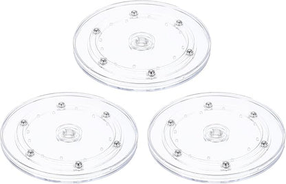 uxcell 3Pack Acrylic Lazy Susan Turntable, 6" Spinner Lazy Susan Turntable Organizer, Acrylic Ball Bearing Rotating Tray for Pantry Spice Rack Decorating, Clear