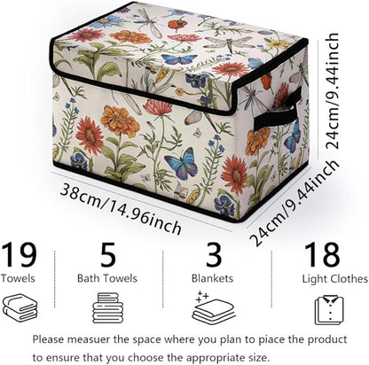 Stackable Clothes Storage Bins with Lids,Closet Organizers Fabric Cat Printing Box for Home and Office,Blanket Clothes Organizers,Under Bed Storage Containers 3 Pack.