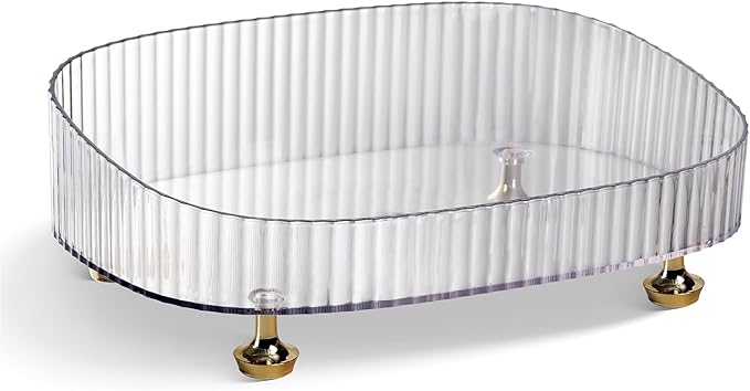 Clear Acrylic Perfume Tray, Round Makeup Bathroom Trays for Counter, Decorative Vanity Trays for Bathroom Countertop for Dresser Tops
