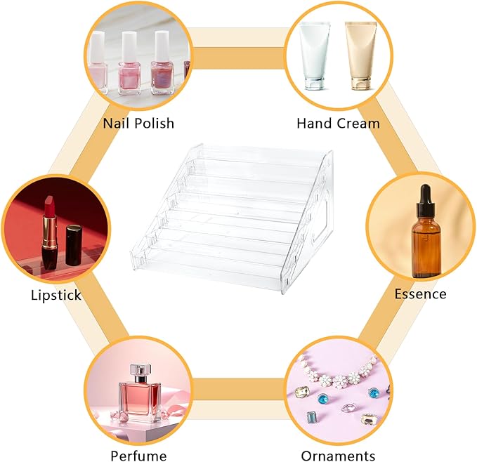 Nail Polish Organizer 84 Bottles of 7 Layers Sunglass Acrylic Display Rack Eyeglasses Storage Essential Oils Holder Makeup No Tool Needed Assembly, Clear (2 Pack)