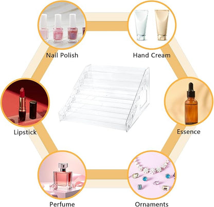Nail Polish Organizer 84 Bottles of 7 Layers Sunglass Acrylic Display Rack Eyeglasses Storage Essential Oils Holder Makeup No Tool Needed Assembly, Clear (2 Pack)