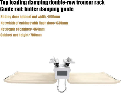 Pull Out Pants Rack,22 Arms Steel Pull Out Pants Rack Pants Hanger Bar Clothes Organizers for Closet for Space Saving and Storage Maximum Load 33lbs 23.2x18.1x3.7inch (Beige)