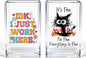 Funny Black Cat Work 2 Pack Acrylic Cosmetic Pencil Pen Holder Cup, Cute Office Pen Holder for Desk, Funny Work Burnout Gifts for Coworker Friend, Office Sarcastic Gifts for Women Colleague Boss