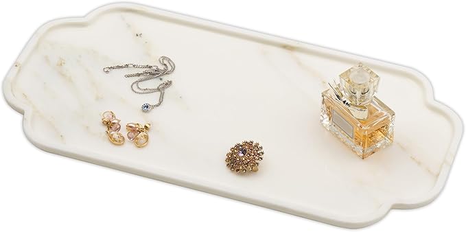 Marmor Marble Perfume Tray Bathroom Tray for Decorative,Candles,Jewelry Stone Vanity Tray,Kitchen Counter Decor and Home Decorative Tray(Calacatta Marble) Jewelry Tray Unique Festival Gifts