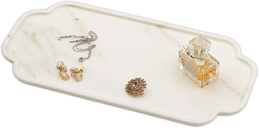 Marmor Marble Perfume Tray Bathroom Tray for Decorative,Candles,Jewelry Stone Vanity Tray,Kitchen Counter Decor and Home Decorative Tray(Calacatta Marble) Jewelry Tray Unique Festival Gifts