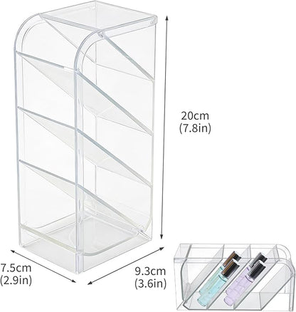 4-Tier Acrylic Rollerball Perfume Organizer, 45° Slanted Perfume Holder, Transparent ScentBird & Travel Size Perfume Sample Storage Case(1 pack)