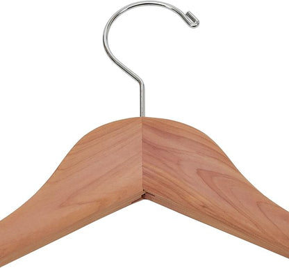 Household Essentials CedarFresh Cedar Coat Hangers, Pack of 4, 100% Eastern Red Cedar, Lockable Crossbar, Slip-Resistant Notches, and Chemical-Free Moth Deterrent, Non-Staining, Natural