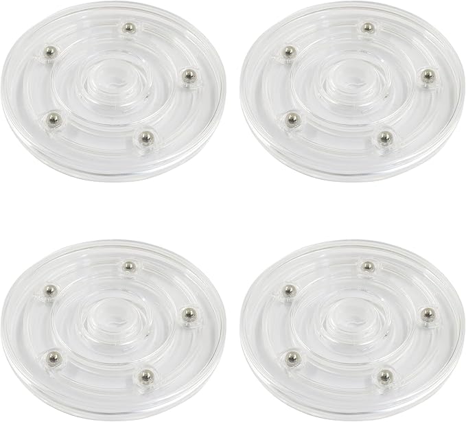 4 Pack Acrylic Lazy Susan Rotating Turntable Organizer Bearings, 4 Inch Clear Plastic 360° Swivel Tray, Small Round Spinner for Spice Rack, Kitchen Pantry, Bathrooms & Cake Decorating