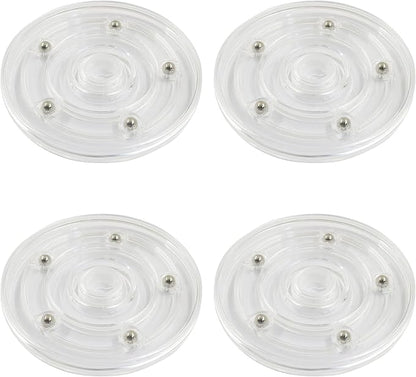 4 Pack Acrylic Lazy Susan Rotating Turntable Organizer Bearings, 4 Inch Clear Plastic 360° Swivel Tray, Small Round Spinner for Spice Rack, Kitchen Pantry, Bathrooms & Cake Decorating