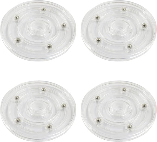 4 Pack Acrylic Lazy Susan Rotating Turntable Organizer Bearings, 4 Inch Clear Plastic 360° Swivel Tray, Small Round Spinner for Spice Rack, Kitchen Pantry, Bathrooms & Cake Decorating