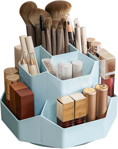 360° Rotating Makeup Brush Holder Organizer with 9 Slots, Makeup Organizers Countertop, Makeup organization and Skincare Storage for Vanity, Desktop, Bathroom (BLUE)