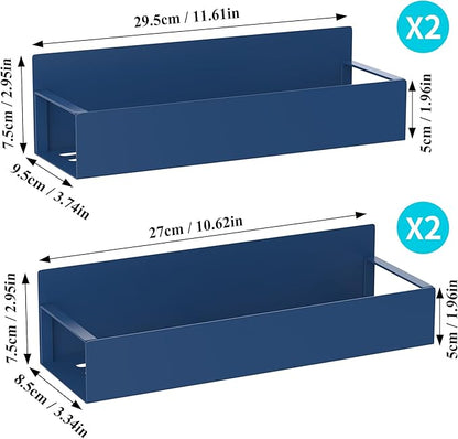HuggieGems 4 Pack Magnetic Spice Storage Rack Organizer for Refrigerator and Oven, Royal Blue Fridge Organizers and Storage