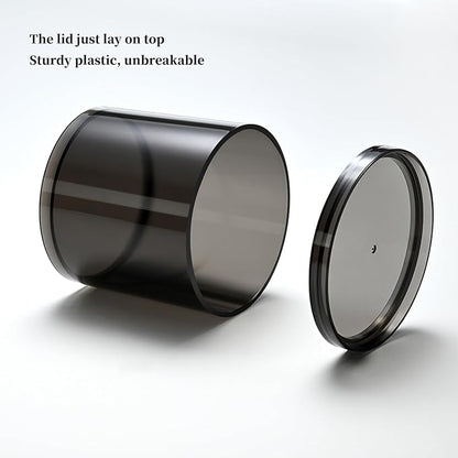 4Pack Stackable Black Plastic Container - 20 Ounce Round Vanity Storage Organizers with Lids for Hair Accessories & Beauty Supplies & Bathroom Container Set