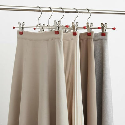 Mawa by Reston Lloyd Space-Saving Clothes Hanger for Pants and Skirts with Two Non-Slip Clips, Style K/30D, 12-Inch, Set of 2, Red