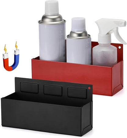2PCS Magnetic Aerosol Spray Can Holder, Magnetic Bottle Holder for Garage, Workspace and Home, Red and Black