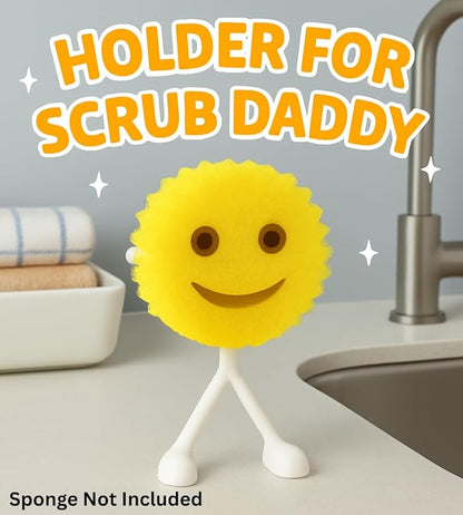 Chatelet Sponge Man Holder for Scrub Daddy | Funny Stick Figure Sink Organizer | Fun & Functional Countertop Accessory | Compatible with Scrub Daddy Scrubbers | Made in USA (White w/Suction Cups)